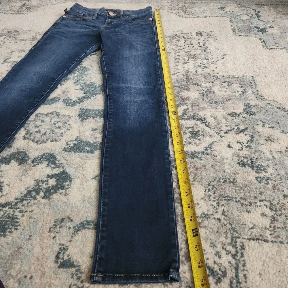 Rock & Republic Womens Size 4 Berlin Embroidered Pockets Blue Straight Jeans